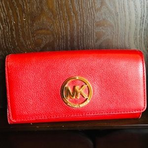 Michael Kors Large Red & Gold Leather Wallet